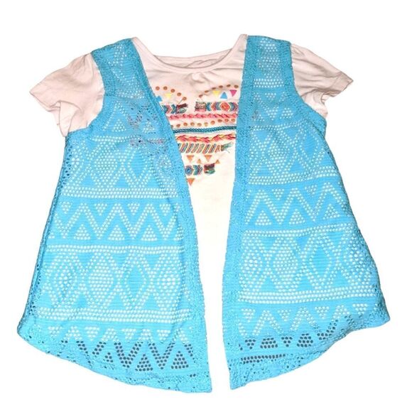 Limited too Girls retro Y2k‎  white top with blue cardigan 🌈5 for $25 - Picture 1 of 6